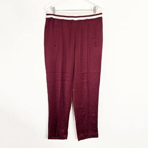 Aritzia Little Moon Burgundy Satin Track Pants
